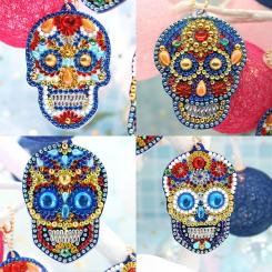 Diamond Painting Anhängerset Totenkopf 4 Stk. 