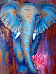 Diamond Painting 30x40cm Elefant blau 
