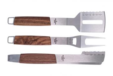 BBQ 3er Komplettset Gabel, Wender & Zange 