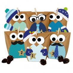 Adventskalender Eulen blau 