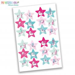 Adventskalender Zahlen Einhorn Sterne 
