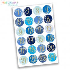 Adventskalender Zahlen Schneeflocken 